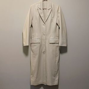 Beautiful Women's Full-length Long Sleeve Trench Tan Beige Medium Leather Coat